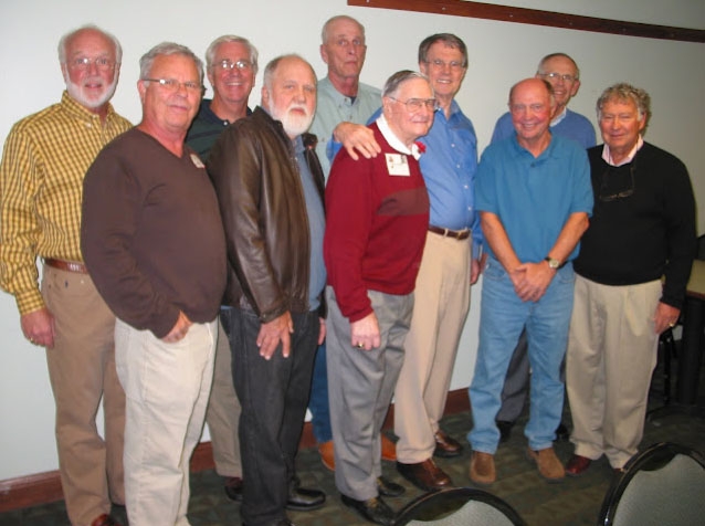 The 1961 lake Conference Football Champions: Jim, Mark, Mike, Steve, Ed, Coach, Russ, Rick, Don, & Weave