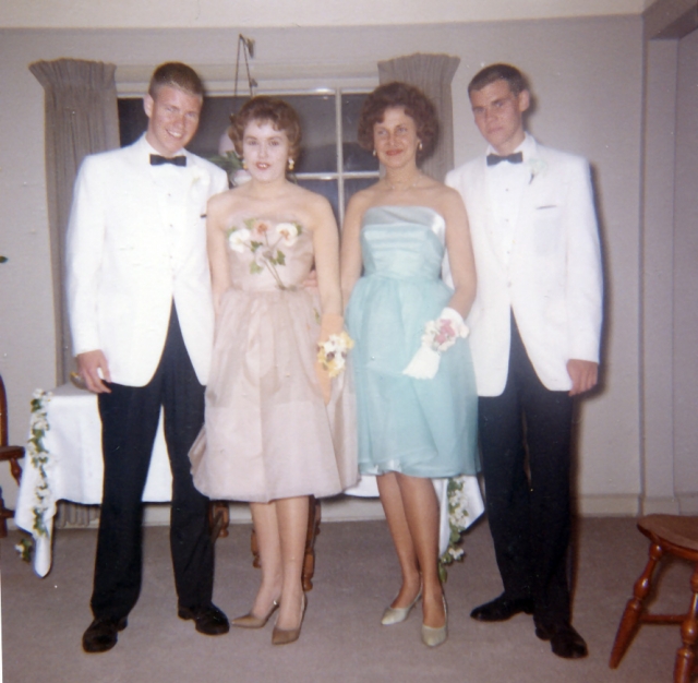 Betsy Heeter & Jean Goddard with their prom dates.